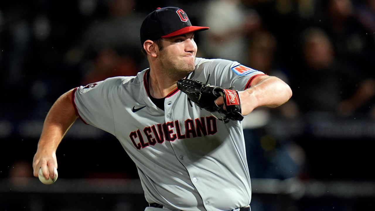 Cleveland Guardians pitcher Gavin Williams delivers to the Tampa Bay Rays during the first inning of a baseball game Friday, Sept. 5, 2025, in Tampa, Fla.