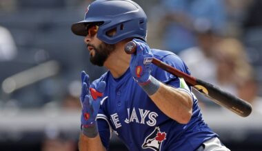 Toronto's Isiah Kiner-Falefa hit into a run-scoring fielder's choice against the New York Yankees Saturday in New York.