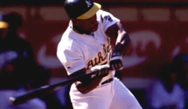 Rickey Henderson bats for Athletics