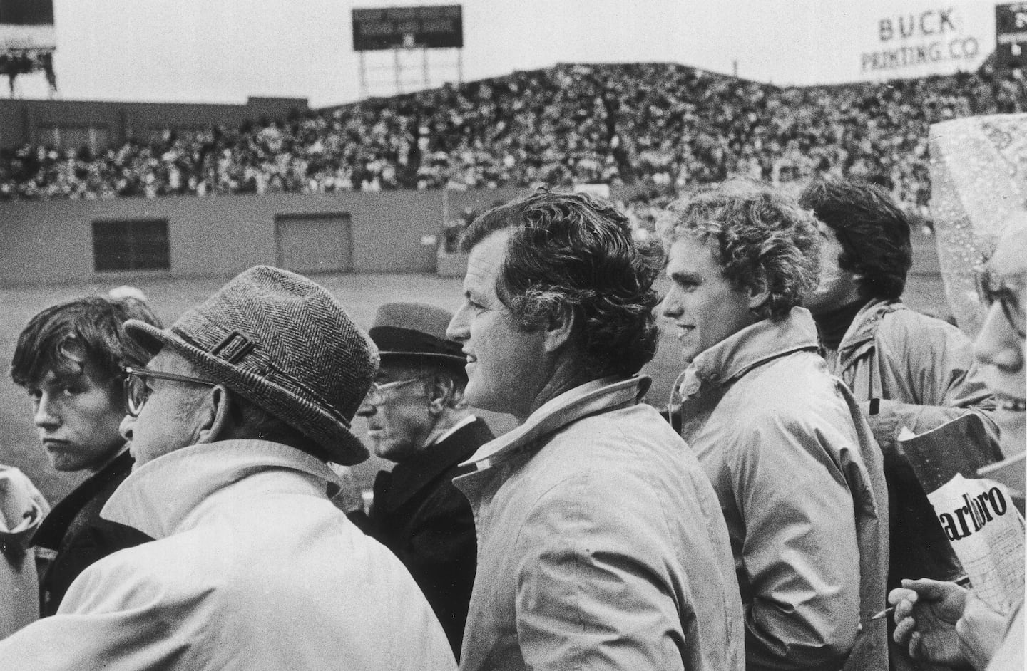 Ted (center) and Joe Kennedy III attended Game 2 at Fenway Park.