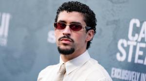 Bad Bunny at the Columbia Pictures "Caught Stealing" New York Premiere held at Regal Union Square on August 26, 2025 in New York, New York.