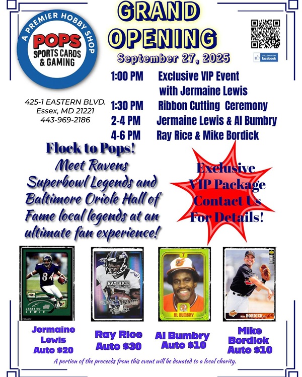 Pops Sports Cards and Gaming Grand Opening Flyer 202509