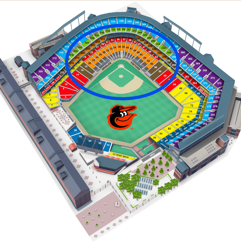 Seating chart of Oriole Park