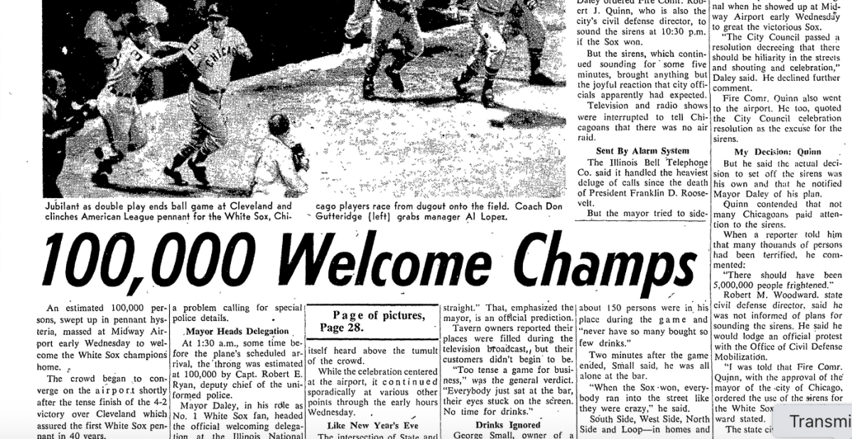 September 23 in Chicago White Sox History: 100,000 welcome 1959 heroes