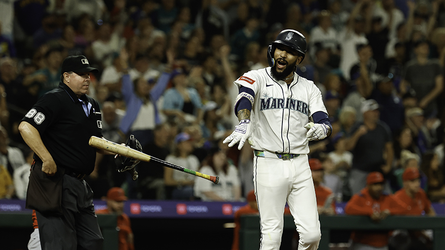 Seattle Mariners J.P. Crawford home run bat clip celebration Angels 2025...