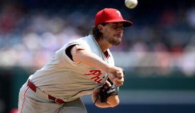 Philadelphia Phillies' RHP Aaron Nola allows 6 runs in 2 1/3 innings in his return from the injured list