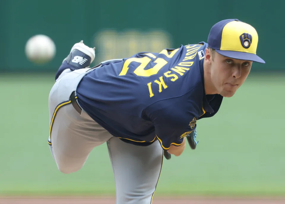 Brewers starting pitcher Jacob Misiorowski allowed just one run on three hits with two walks and eight strikeouts in seven innings against the Pirates on Sept. 7 at PNC Park in Pittsburgh.