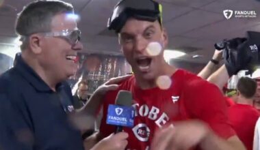 Reds' Brent Suter was dancing like a maniac during celebration