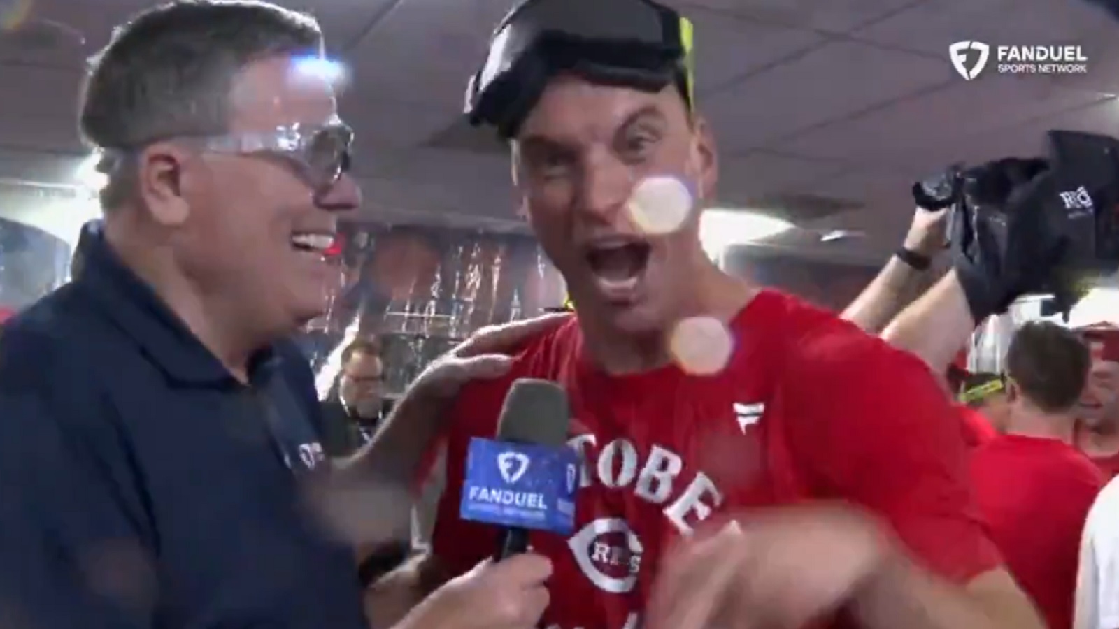 Reds' Brent Suter was dancing like a maniac during celebration