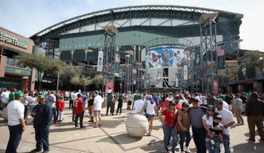 Fans gather outside of Chase Field before the World Baseball Classic Pool C game between Team Mexic...