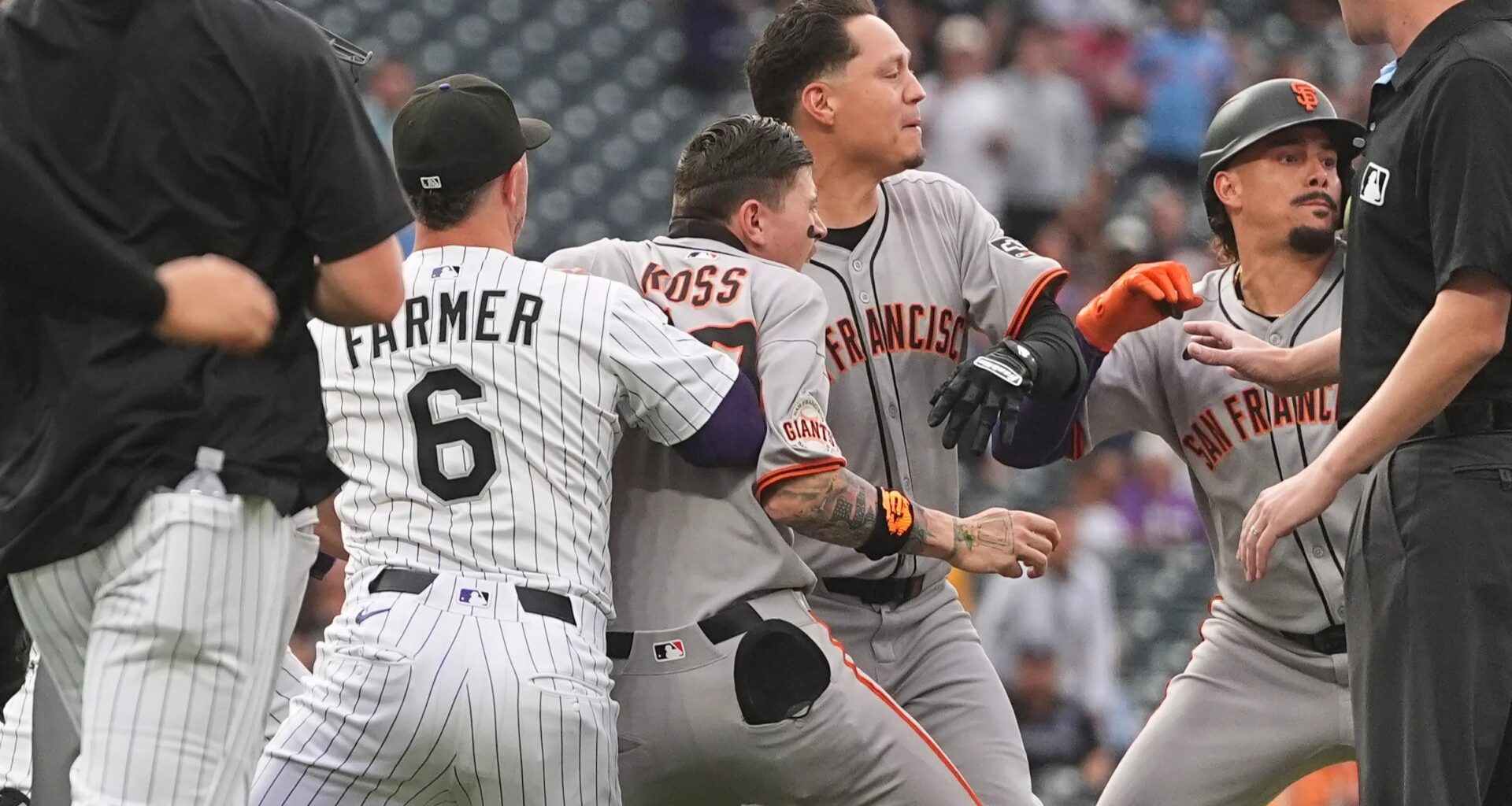 Punches thrown in Giants-Rockies game after star's 'disrespectful' celebration sparks massive brawl