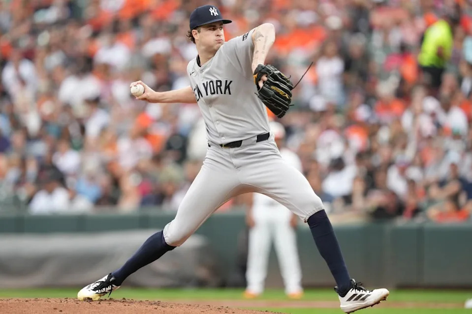 Cam Schlittler pitches during the Yankees-Orioles game on Sept. 21, 2025. Getty Images