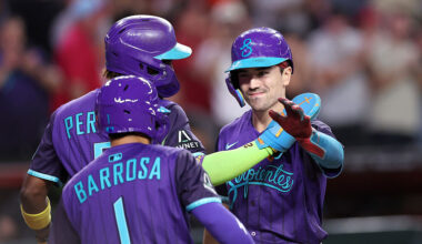 Corbin Carroll #7 of the Arizona Diamondbacks...