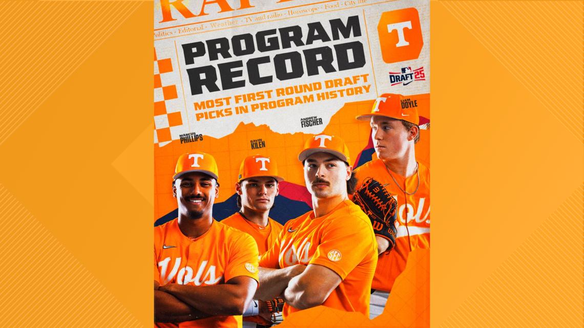 8 Tennessee players selected in three rounds of MLB Draft