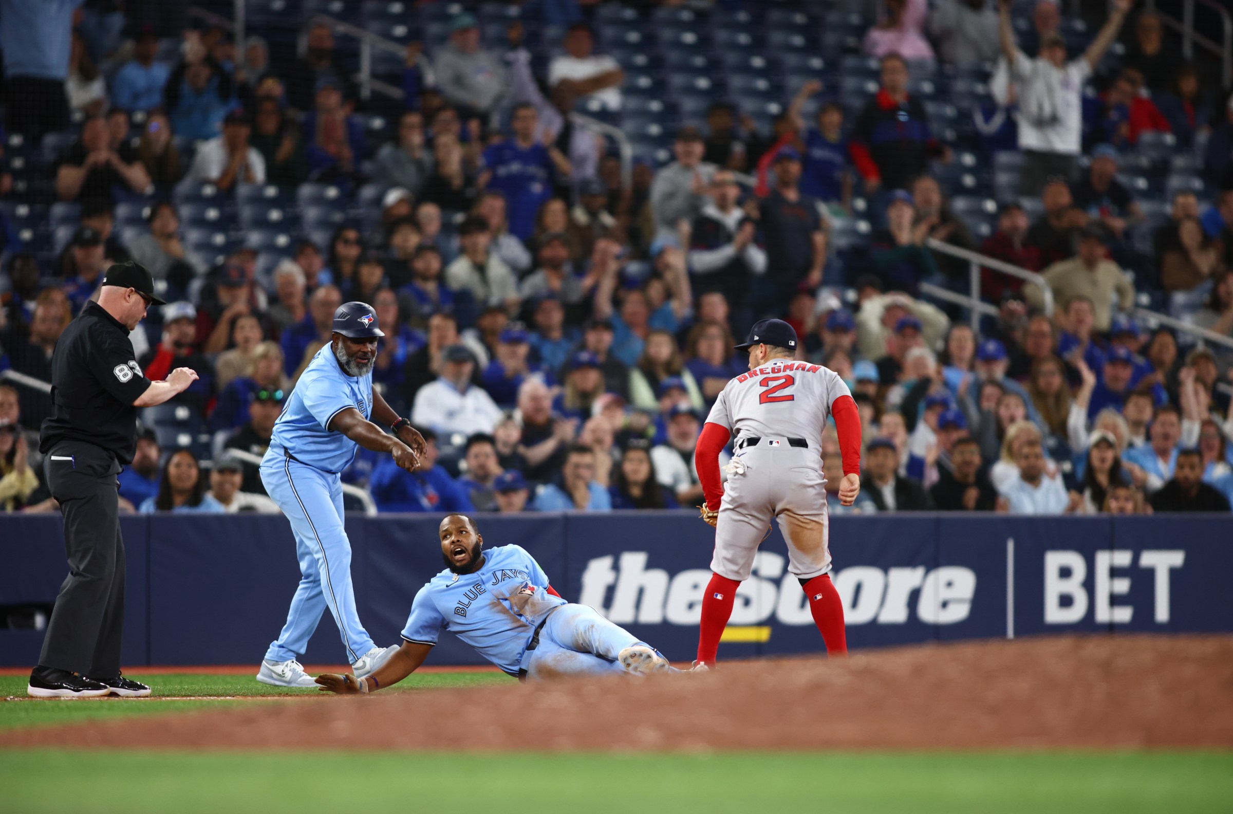 TORONTO, CANADA – APRIL 30: Vladimir Guerrero Jr. and Alex Bregman. (Photo by Cole Burston/Getty Images)