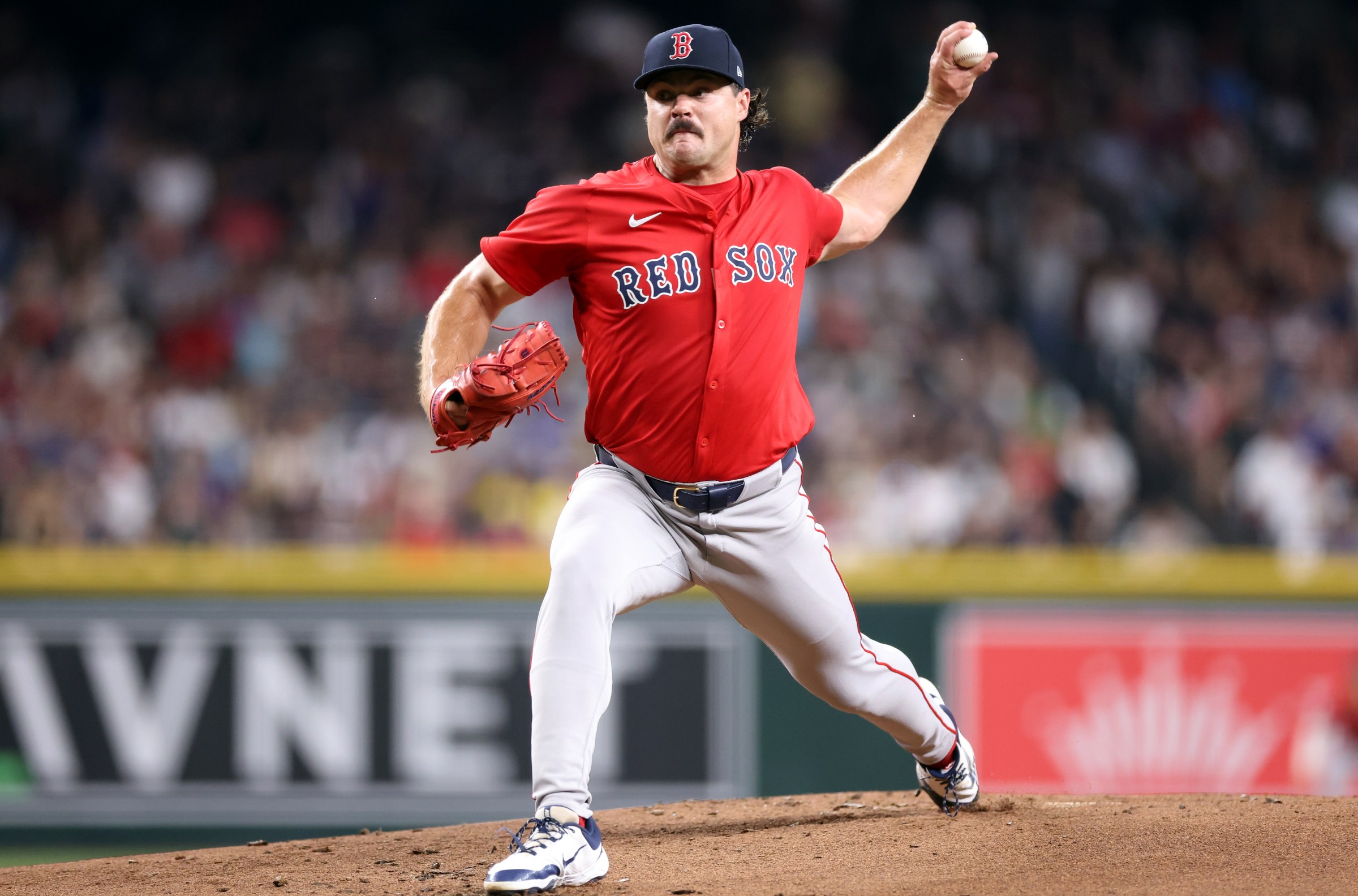 PHOENIX, ARIZONA - SEPTEMBER 05: Starter Payton Tolle #70 of the Boston Red Sox pitches against the Arizona Diamondbacks during the first inning at Chase Field on September 05, 2025 in Phoenix, Arizona. (Photo by Chris Coduto/Getty Images)