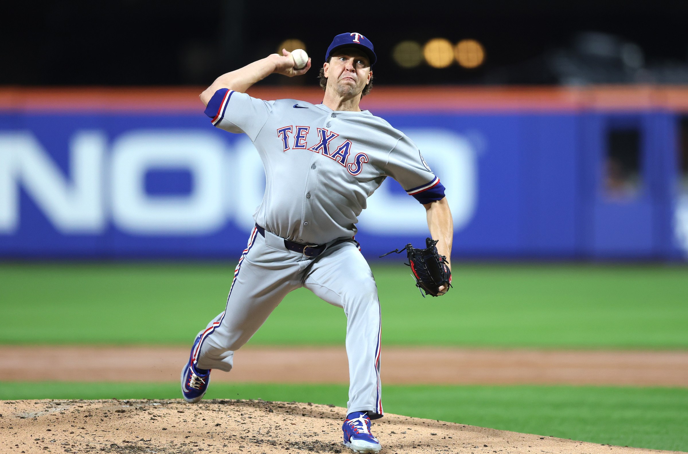 NEW YORK, NEW YORK - SEPTEMBER 12: Jacob deGrom #48 of the Texas Rangers pitches during the second inning against the New York Mets at Citi Field on September 12, 2025 in the Queens borough of New York City. (Photo by Ishika Samant/Getty Images)