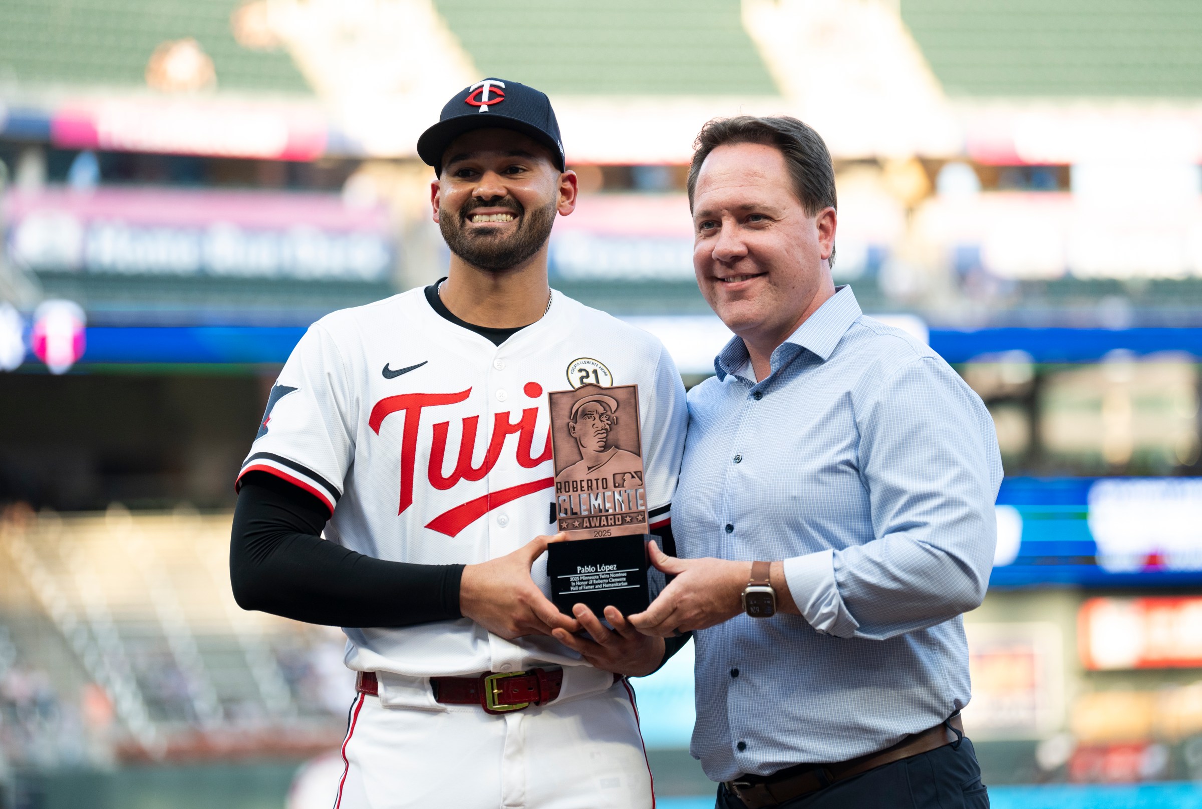 “I appreciate all the hard work you’ve done to be worth the three low-level prospects I will trade you for in December.” (Photo by Stephen Maturen/Getty.)