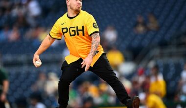 Pirates fan who fell from stands throws out first pitch