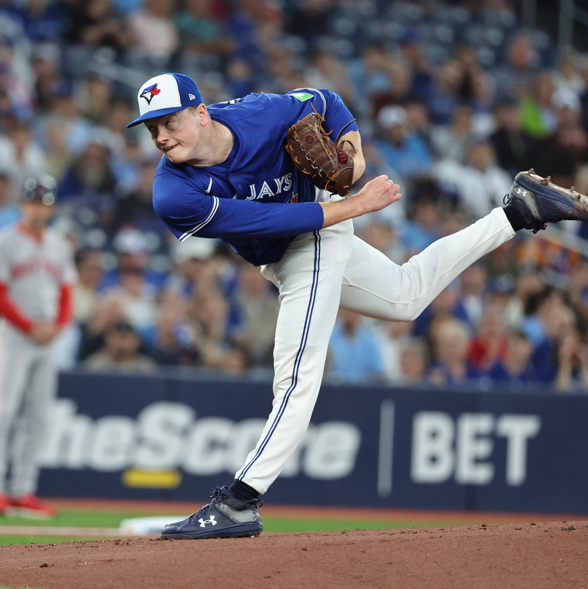 TORONTO, ON - September 25 Starting pitcher Louis Varland (77) of the Toronto Blue Jays throws in the first inning. The Toronto Blue Jays played the Boston Red Sox at the Rogers Centre in MLB baseball action September 25 2025 Richard Lautens/Toronto Star (Photo by Richard Lautens/Toronto Star via Getty Images)