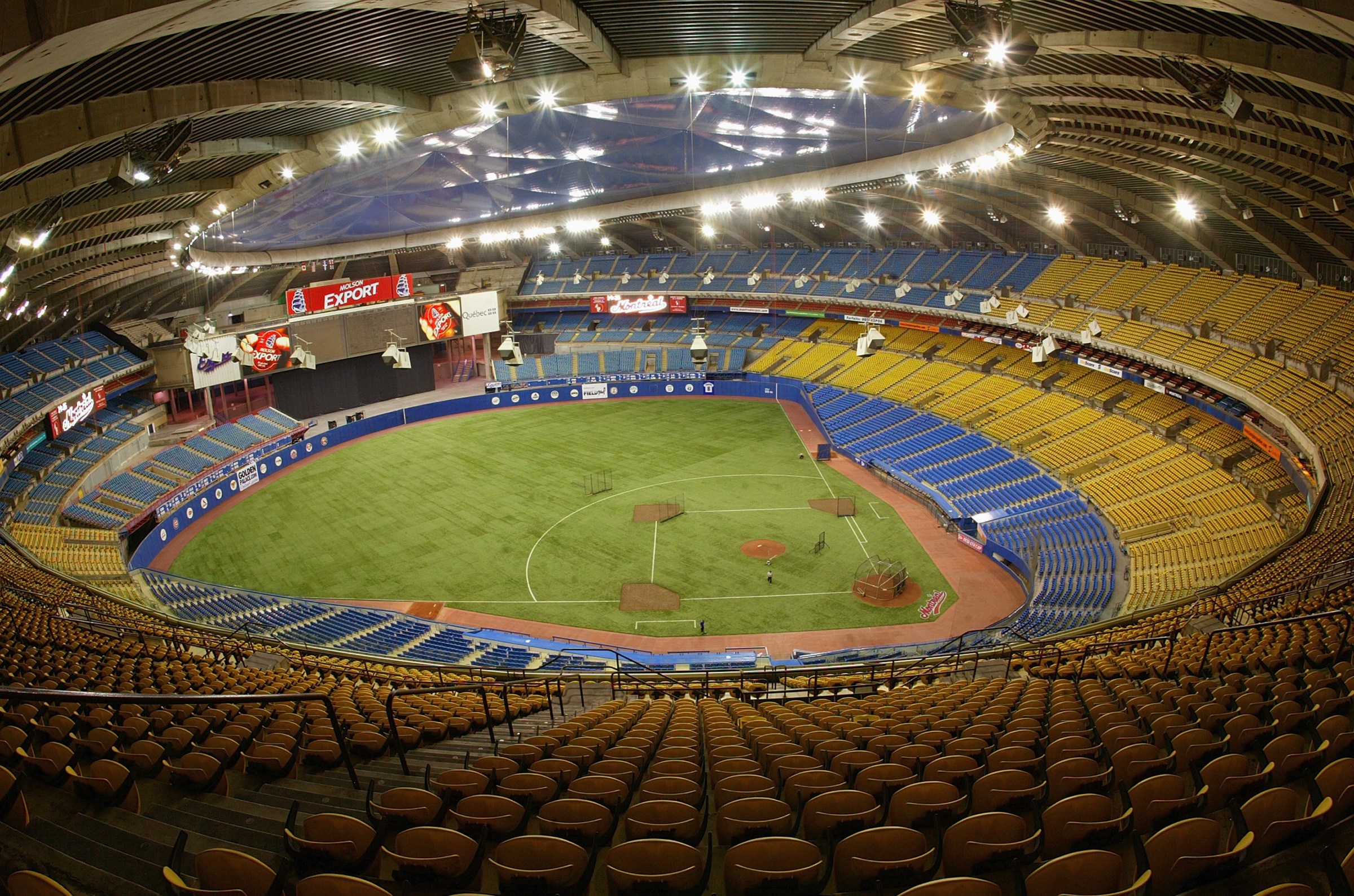 MONTREAL - MAY 24: A general view of the interior of Olympic Stadium prior to the game between the Atlanta Braves and the Montreal Expos at Olympic Stadium on May 24, 2004 in Montreal, Canada. (Photo by Charles Laberge/Getty Images)