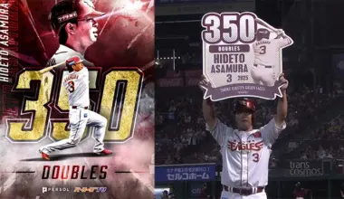 Tohoku Rakuten Golden Eagles player Hideto Asamura © Pacific League TV