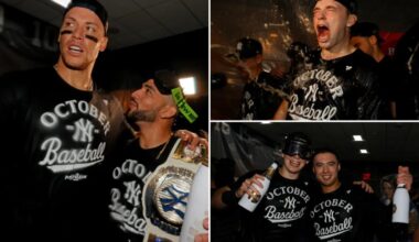 Yankees go wild in celebration after clinching playoff spot