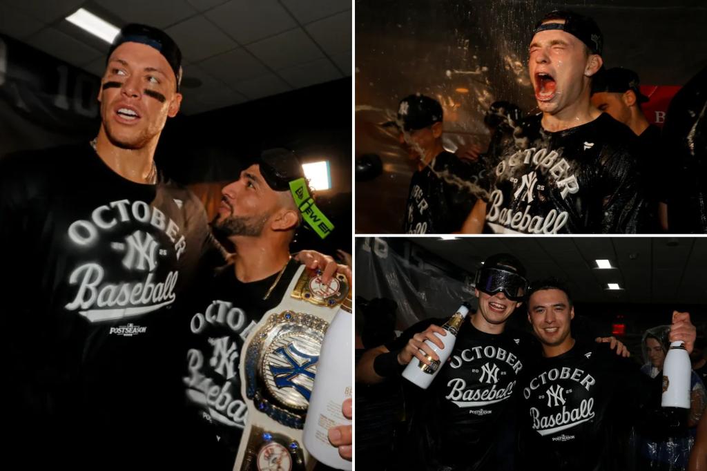 Yankees go wild in celebration after clinching playoff spot