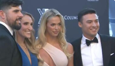 Anthony Volpe poses with stunning blonde at Yankees charity event