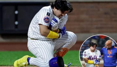 Francisco Alvarez 'sore' but doesn't need X-rays after getting drilled near tricep