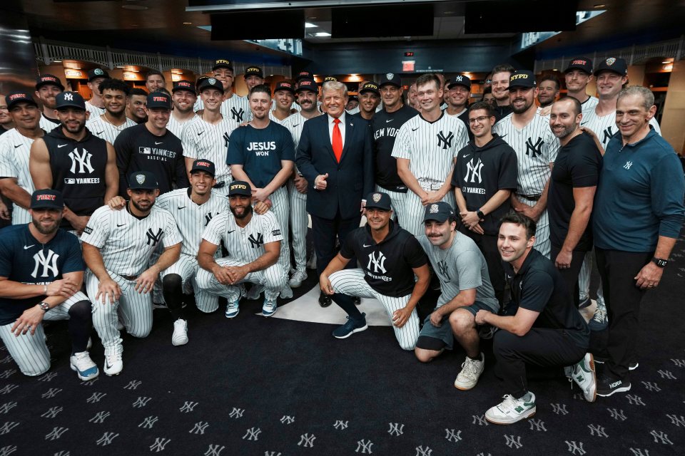 President Donald Trump with the New York Yankees.