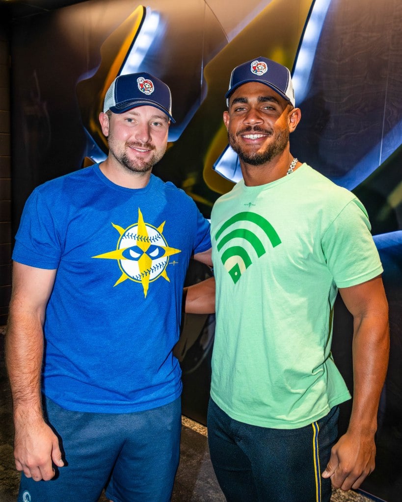 Seattle Mariners Super Mario Day Is This Weekend Catcher Cal Raleigh is on the left, and outfielder Julio Rodriquez 