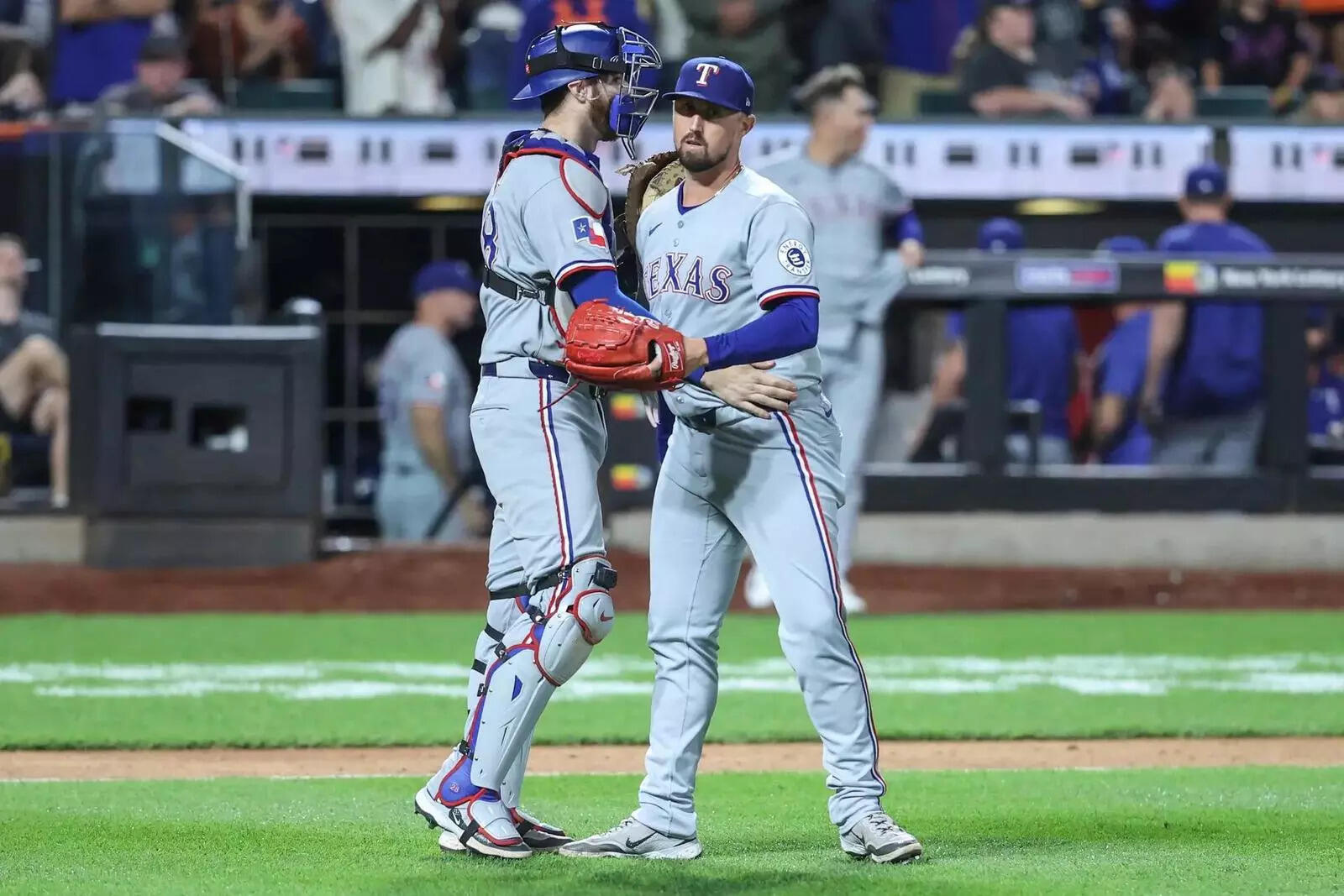 Texas Rangers in a Game at New York Mets