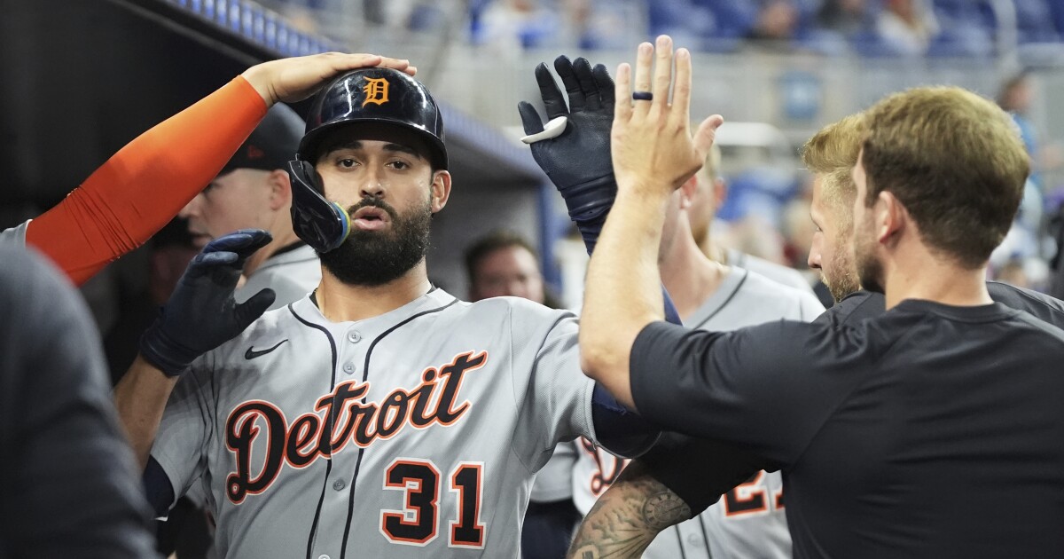 Alcantara outlasts Skubal, who leaves early, in Marlins' win over Tigers
