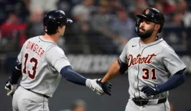 Tigers beat Guardians to end 8-game skid, move back into tie for AL Central lead