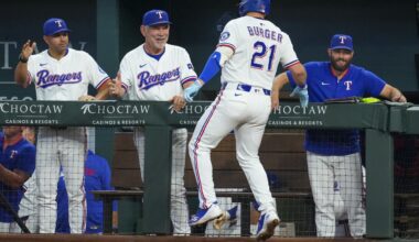 Burger homers twice for Texas in 6-3 win for 3-game sweep of Brewers