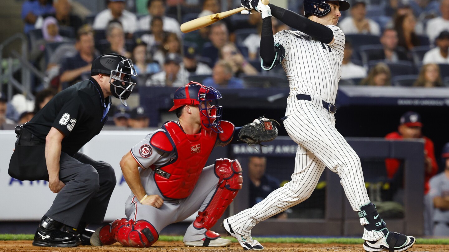 Rice, Domínguez and Chisholm HRs back 6 scoreless innings by Schlitter as Yankees beat Nationals