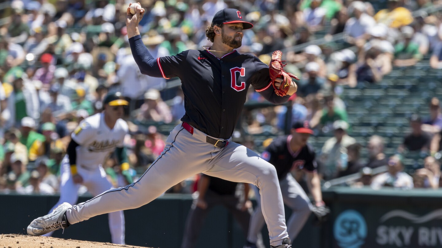 Slade Cecconi pitches Guardians to 3-0 win over Athletics