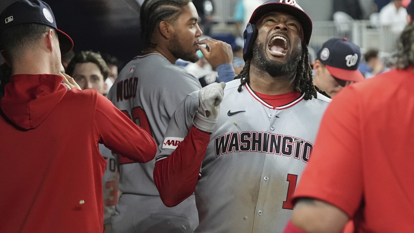 Bell second Nats player to homer from both sides, has 6 RBIs, 4 hits in 15-7 romp over Marlins