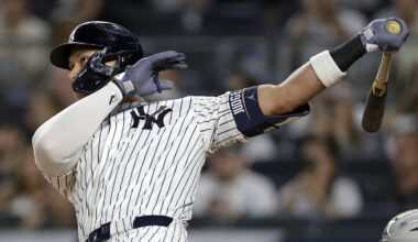Judge homers twice to tie DiMaggio on Yankees list in 9-3 win over Tigers
