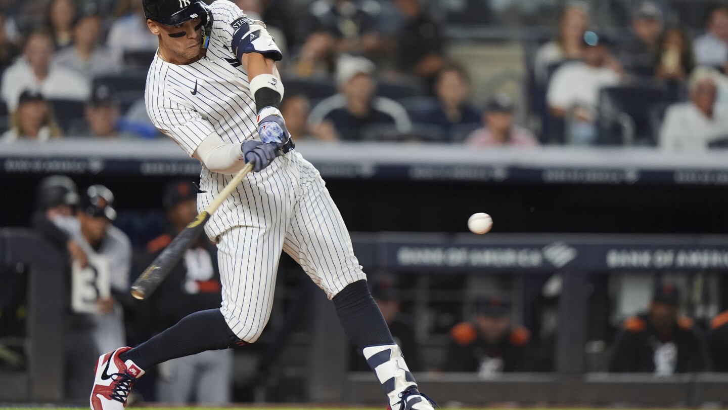 Aaron Judge hits 361st home run to tie Joe DiMaggio for 4th place in Yankees history
