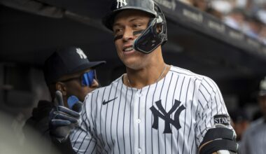 Judge hits 3 of Yanks' 9 homers with 8 RBIs as NY goes deep on first 3 pitches, routs Brewers 20-9