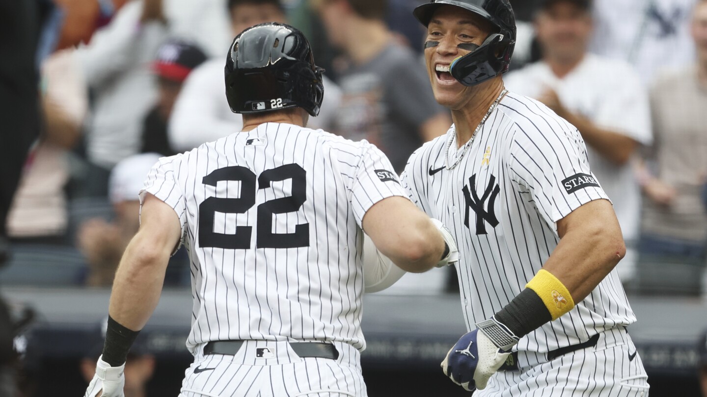 Judge makes diving catch as Yankees win 4-3, close within 2 games of AL East-leading Blue Jays
