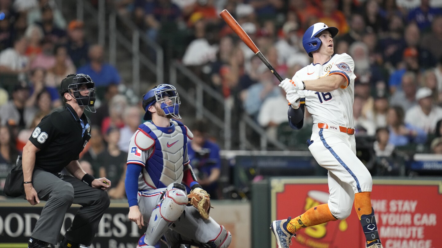 Astros rookie Zach Cole powers 6-3 win over Rangers in place of injured Yordan Alvarez