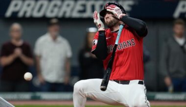 Guardians' David Fry hit in face with 99-mph pitch during bunt attempt