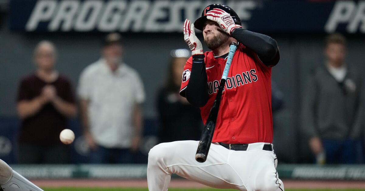 Guardians' David Fry hit in face with 99-mph pitch during bunt attempt