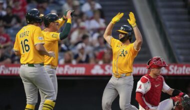 Athletics rack up 21 hits and four homers in blowout over Angels