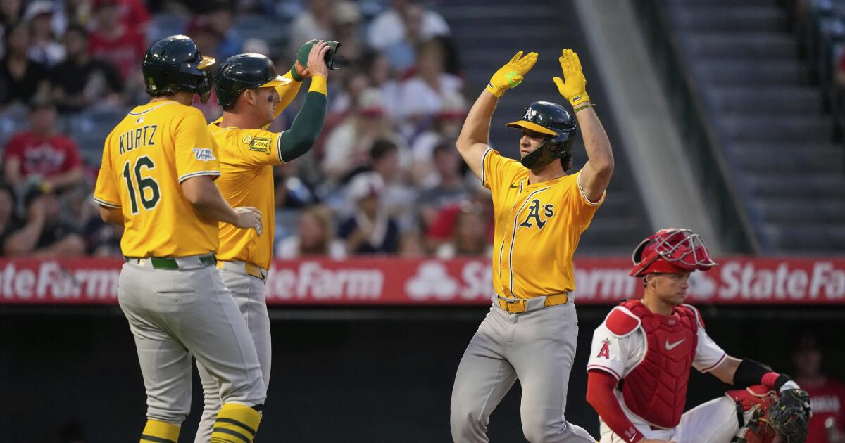 Athletics rack up 21 hits and four homers in blowout over Angels