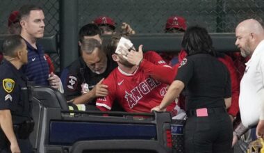 Taylor Ward carted off after crashing into scoreboard in Angels' win