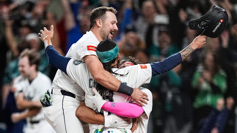 Seattle Mariners catcher Cal Raleigh and shortstop J.P. Crawford